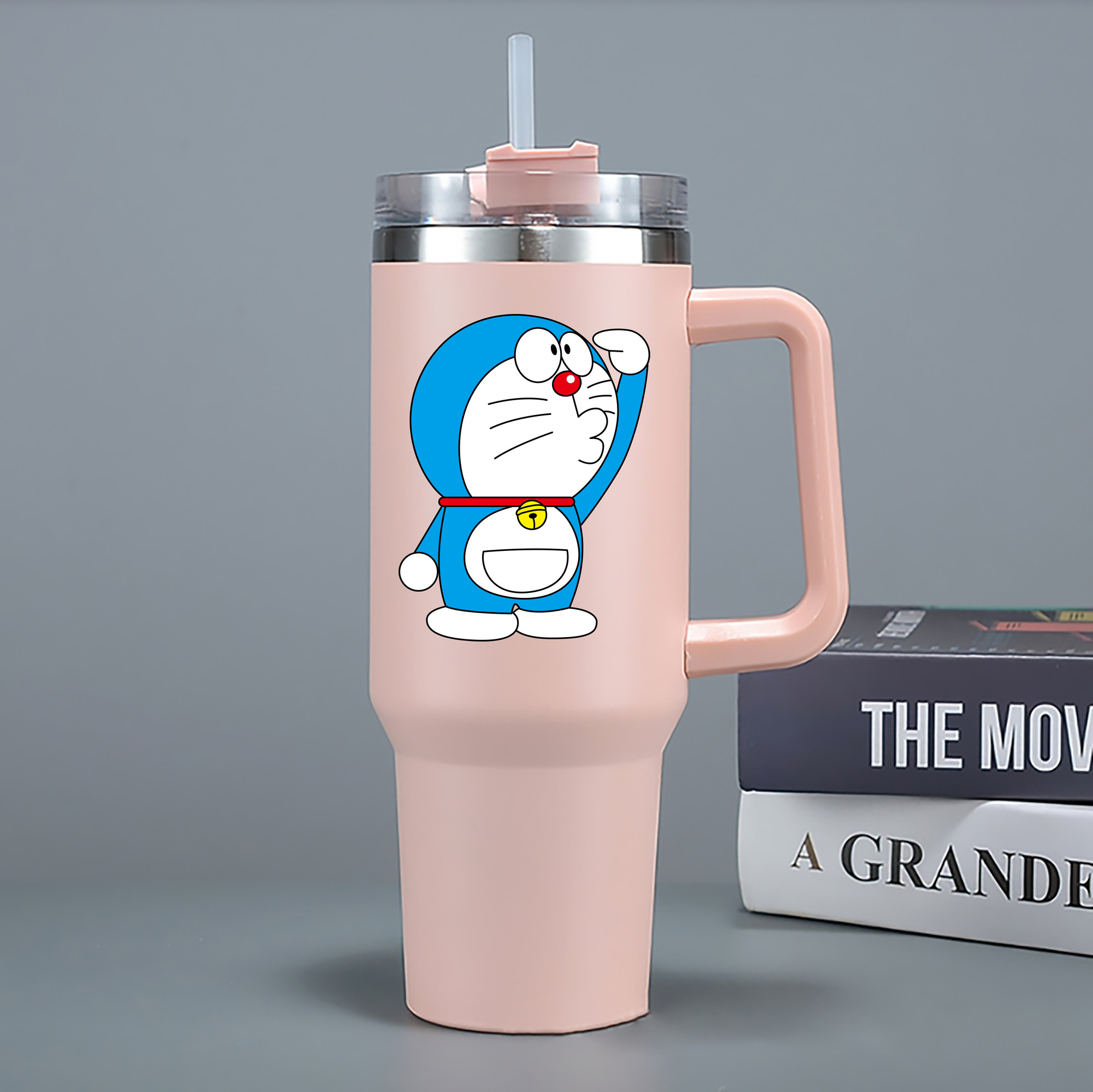 （画像用） ドラえもん Doraemon 1200mL車用タンブラー - クリスタルステッカー（プラスチックストロー付き）